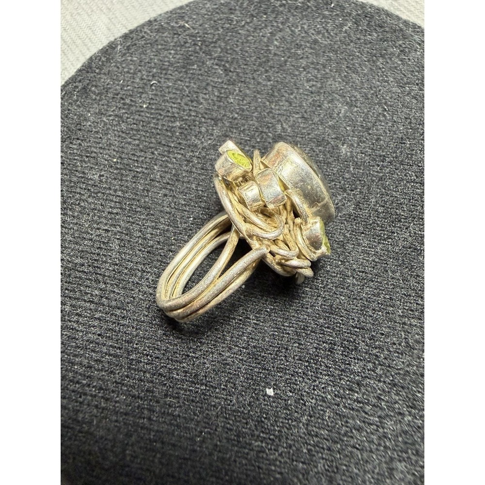 Large Labradorite Peridot Sterling Silver Statement Ring Size‎ 8 - Picture 3 of 6